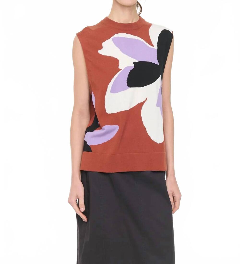 NEW PLAN C flower inlay vest in topaz